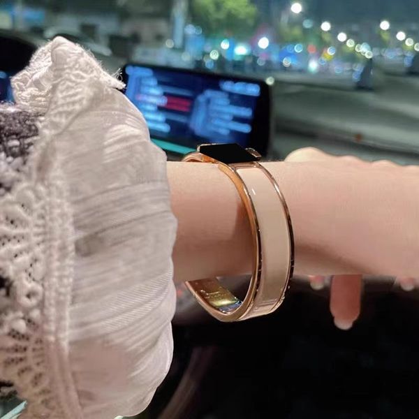 

h bracelet 18k rose gold bracelet woman classics bangle h bangle 8mm wide stainless steel gold bracelets fashion jewelery 925 sterling silve, Black