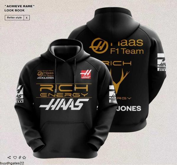 

haas men039s hoodies new racing suit team casual pullover 3d digital print men039s fashion hooded jacket spring and autum4582346, Black
