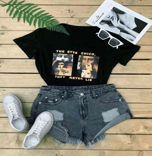 

harajuku style women t shirt the eyes chico the never lie printed art aesthetic ulzzang van gogh graphic t shirt women clothes 2101791993, White