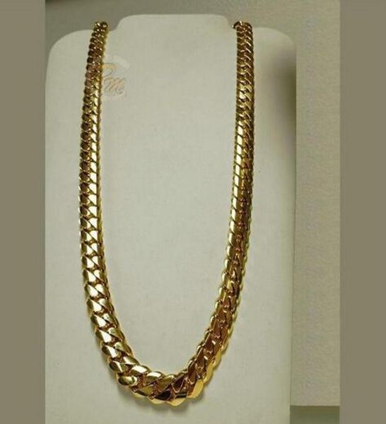 

14k gold plated miami men039s cuban curb link chain necklace 24quot9999094, Silver