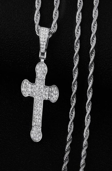 

chains 2021 fashion cross pendants necklace men silver hip hop iced out long chain religious gifts cool for women jewelry1248452