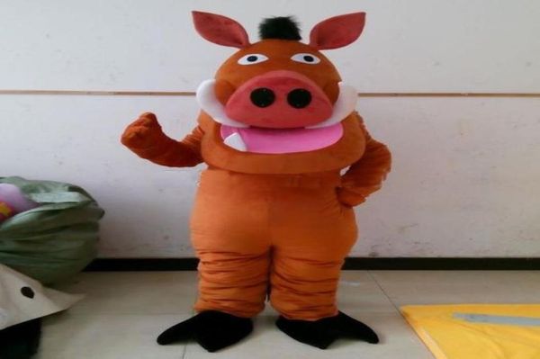 

2018 discount factory handmade pumba pig mascot costume cartoon mascot costume5647374, Red;yellow