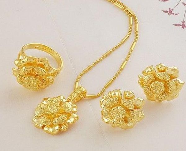 

part womens jewelry set yellow gold filled necklace ring earings 8825348, Silver