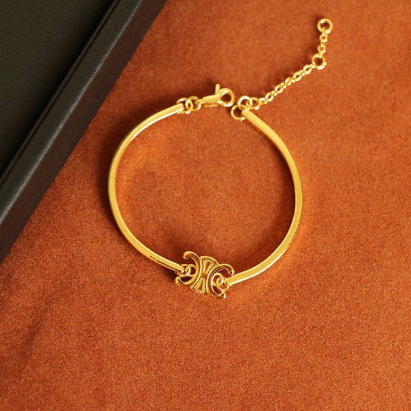 

2022 new triumphal arch ins small design copper plated real gold light luxury simple bracelet handpiece, Golden;silver