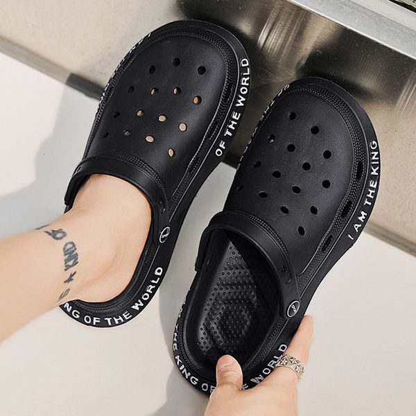 

sandals outdoor garden shoes men's thick sole anti slip sandals family leisure summer slide hole clogs slide platform flap 230712, Black