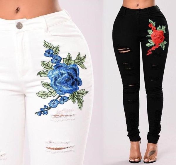 

women039s jeans womens ripped fashion casual hole denim pants femme bodycon hollow out pencil long rose asian size5610847, Blue