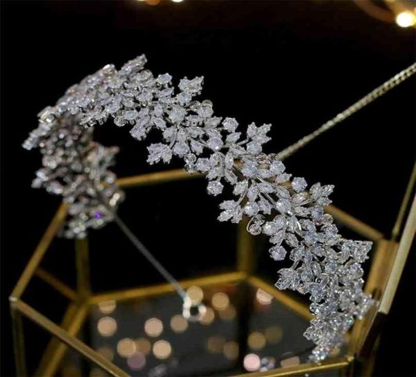

crystal bride headband hair band 100 zirconia female jewelry wedding accessories tiara crown 2107076534748, Silver