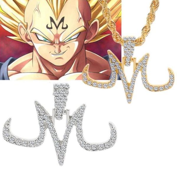 

hip hop iced out majin pendant necklace chain punk micro pave zircon buu tattoos marks m jewelry gift necklaces7227105, Silver