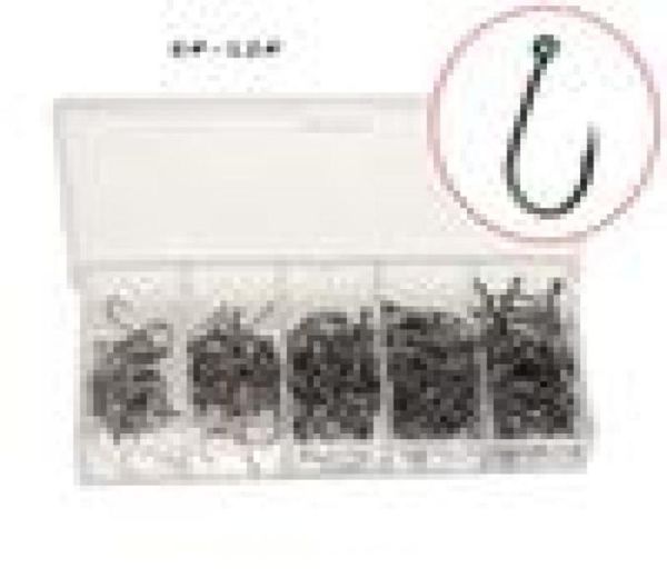 

500pcsbox 5 models mixed 812 black ise hook high carbon steel barbed carp f1468766