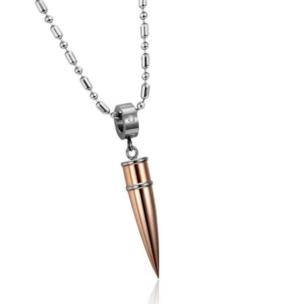 

2020 zex231 new european and american fashion jewelry with diamond bullet titanium steel necklace rose gold silver black5771809