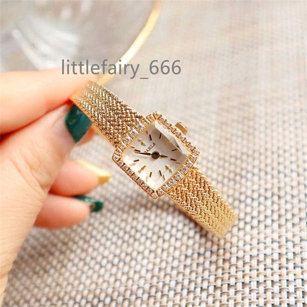 

aimgal new mini square luxury diamond-studded wheat spike gold watch women's quartz high-end watch, Slivery;golden