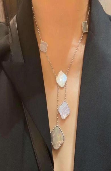 

925 silver mixed six10flower desinger necklace 4four leaf clover charm bracelets bangle chain 18k gold agate shell motherofpe6441604