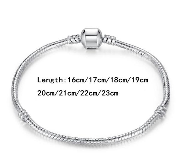 

1623cm 925 sterling silver bracelets 3mm chains fit charm european beads bangle bracelet for men women jewelry gift6478268, Black