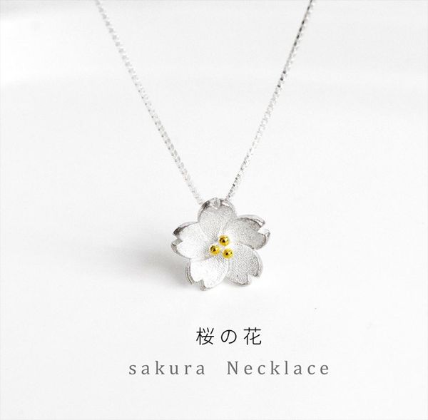 

s925 sterling silver cherry blossom necklace japanese ins womens clavicle chain flower clavicle chain simple cool temperament orna3057863