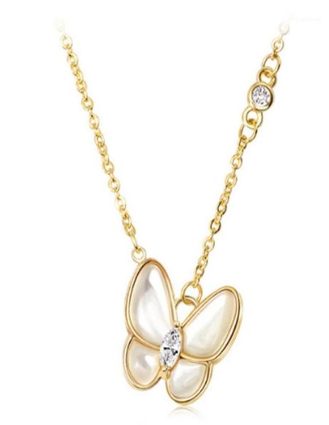 

chains 316l stainless steel flower trace super fairy butterfly necklace short temperament3102650, Silver