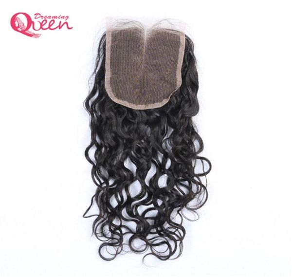 

brazilian water wave human hair closure brazilian virgin hair bleached knots lace closure 4x4 hair closure can be dyed 4265417, Black