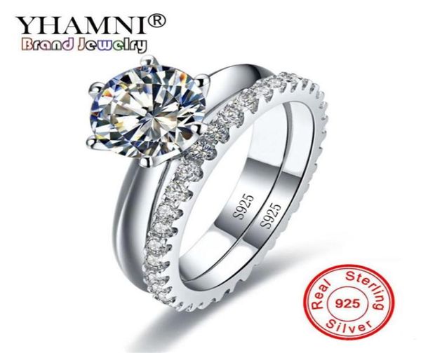 

anti allergy no fade original pure 925 silver rings sets cubic zirconia diamond engagement rings sets wedding jewelry for women dr9010218, Slivery;golden