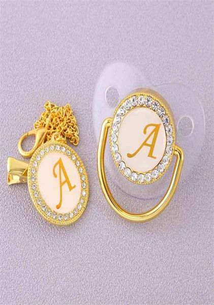 

luxury transparent initial letter a bling baby pacifier with chain clip newborn bpa dummy soother chupete de bebe 2104072799360