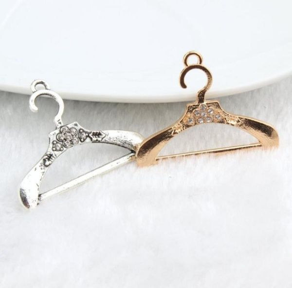 

100 pcslot hanger charms pendant 3037mm fashion rhinestone coat hanger charms high polished4534790, Bronze;silver
