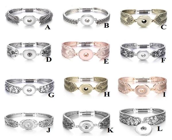 

12 styles noosa snap bracelet jewelry magnetic ginger snap buttons chunk charm bangle fit diy 18mm snaps bracelet6821825, Golden;silver