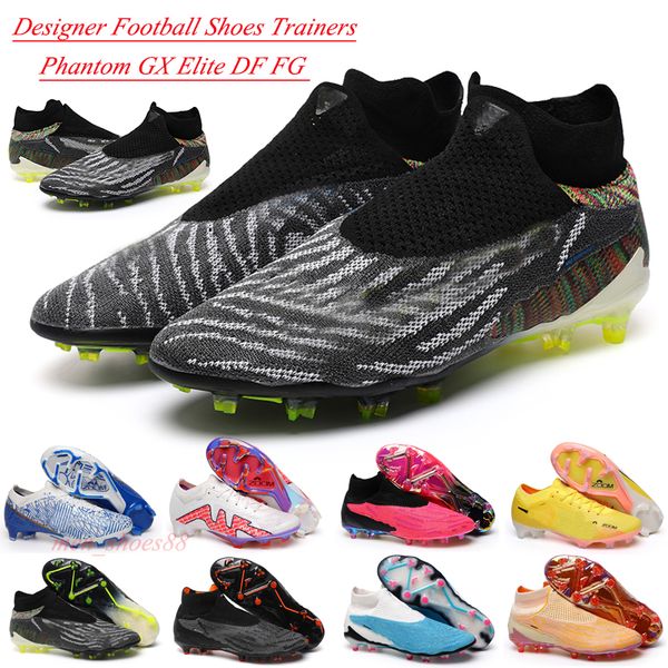 

phantom gx elite df fg mens soccer football shoes black gray orange blue white spades women boys high boots cleats size 39-45