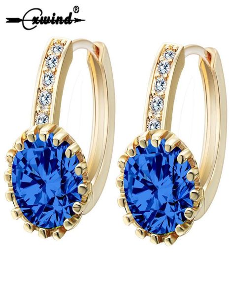 

cxwind gold blue crystal earrings fashion wedding jewelry colorful women039s 10kt cz zircon baby piercing hoop earrings bijoux4535737, Golden;silver