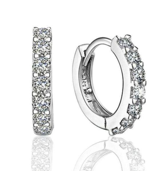 

100925 sterling silver small hoop earrings with zircon fashion jewelry engagement gift for women good quality8738314, Golden;silver