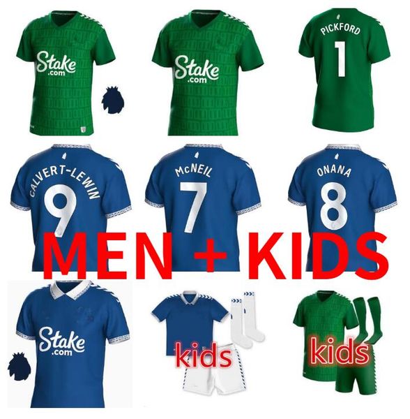 

2023 2024 everton gray soccer jerseys 23 24 onana mcneil gueye doucoure garner mykolenko godfrey home away kids jersey football shirts top, Black;yellow