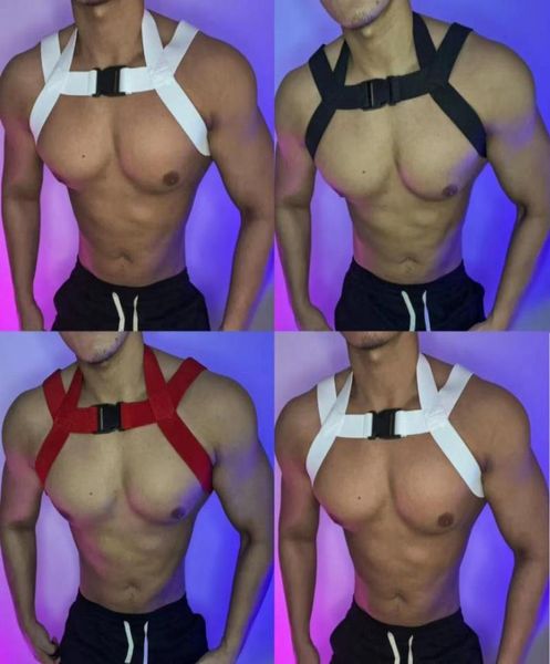 

stage wear male bar pole dance costume rave outfit gogo dancing chest strap nightclub muscle man accessories dj clubwear vdb58596786, Black;red