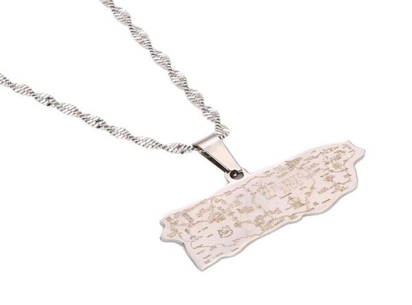 

puerto rico map pendant necklaces for women girl puerto ricans map jewelry3691084, Silver