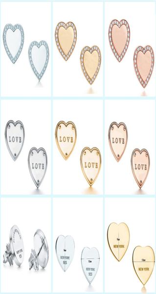 

zircon stud earrings s925 silver classic earring love shape heart fashion female designer round earrings for women pa6487321, Golden;silver