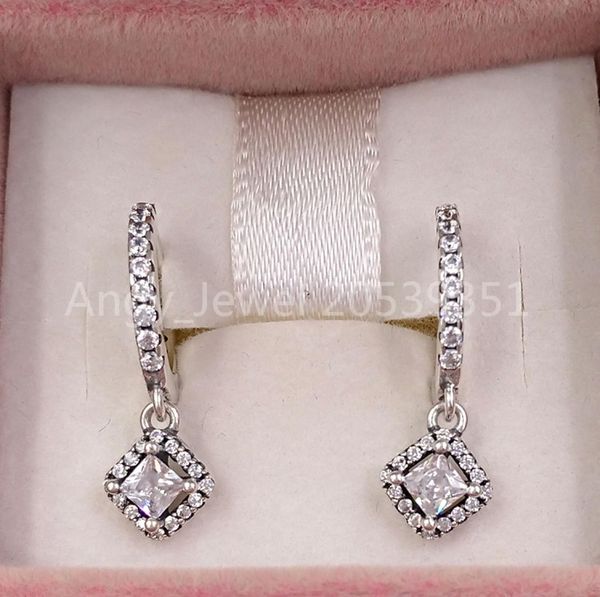 

andy jewel authentic 925 sterling silver studs square sparkle hoop earrings fits european style studs jewelry 298503c015974094, Golden;silver