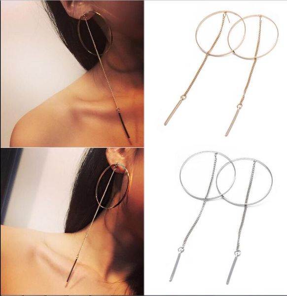 

luxury fashion women earring bride circle long tassel ear stud dangle earrings jewelry2964333, Silver