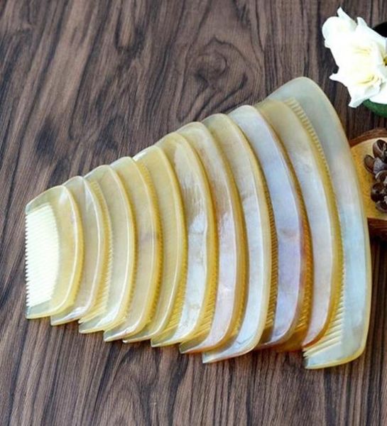 

natural amber color ox horn hair comb antistatic health care combs portable hair styling tool fast f10327517131, Silver
