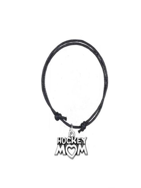 

gx031 fashion accessories bracelet joint antique silver plated letter hockey mom charm adjustable wax cord bracelet for pers7906039, Golden;silver