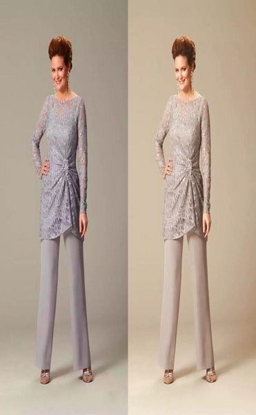 

gray lace mother of the bride suits long sleeves plus size women formal evening dresses sequined crystals wedding guest dress cust2373423, Black;red