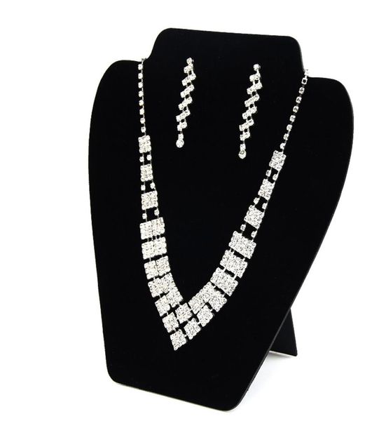 

big necklace earring set display card stand black velvet elegant space saving light jewelry displays for shop shelf boutique stall1661428