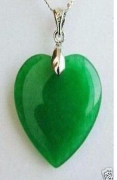 

beautiful green jade butterfly heart silver pendant necklaces5491113