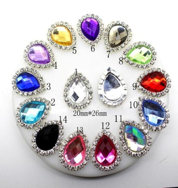 

50pcs 20x26mm teardrop flatback acrylic crystal rhinestone buttons diy wedding hair decor embellishments2242968, Black