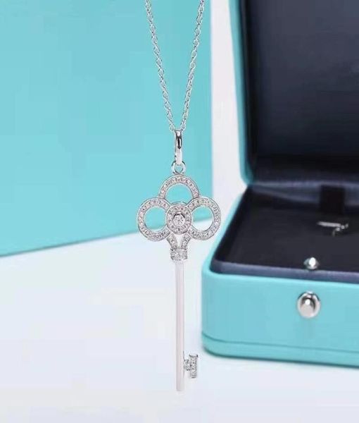 

simple fashion anys necklace rose gold key small pendant female collar chain valentine's day pink white gold3951991, Silver