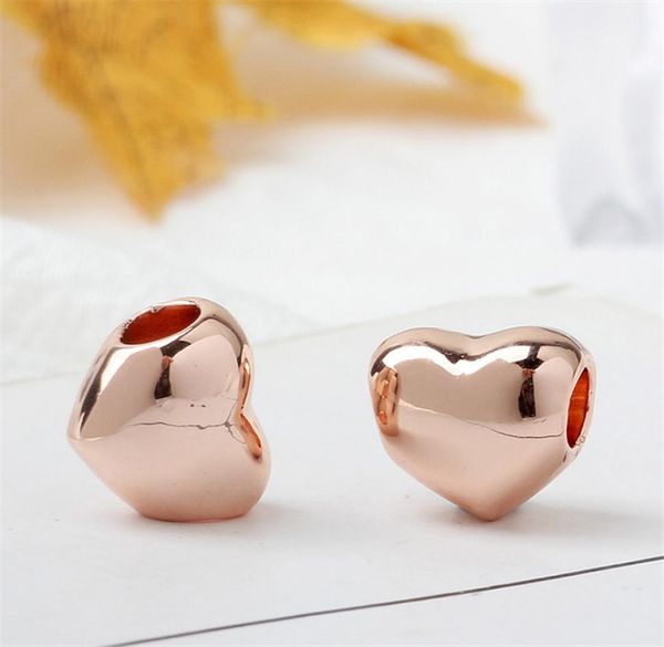 

rose gold color heart alloy charm bead fashion women jewelry stunning european style fit for bracelet necklace panza005-341171209, Bronze;silver