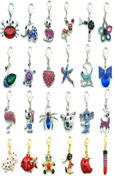 

mix fashion charms dangle twentyfour different rhinestone pattern lobster clasp charms diy pendants jewelry accessories5095956, Bronze;silver