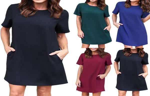 

women dress o neck pockets casual plus size s 3xl summer short sleeve europen american fashion clothes9533304, Black;gray