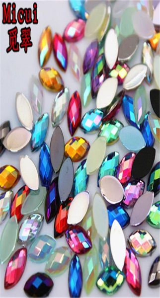 

micui 500pcs 48mm mix color horse eye rhinestones flat back acrylic gems crystal stones non sewing beads for diy clothes zz7304925424, Black