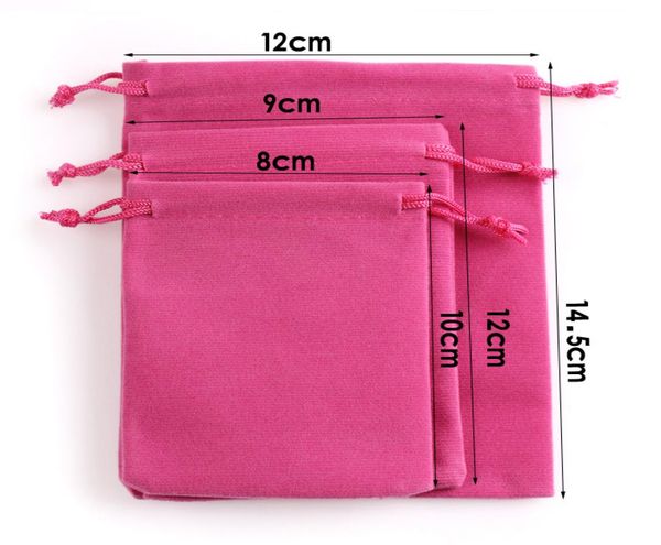 

jewelry pouches velvet 912cm fit for necklace bracelet earring bead gift jewelry packaging bags 4 colors mixed styles whole 55154940, Pink;blue