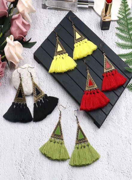 

new bohemian colorful tassel earrings boho ethnic long fringed earring for women drop ear rings 2018 new charm jewelry whole1794968, Silver