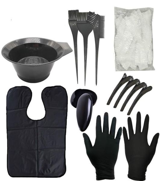 

9pcs hair dye coloring kit disposable hairdressing cape shower clip brush comb mixing bowl brushes salon supplies for hairstylist2609663