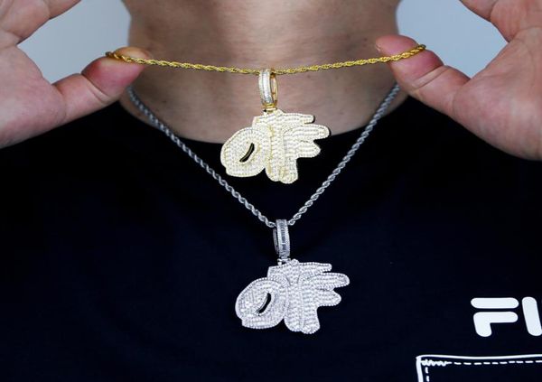 

hip hop iced out otf letter pendant necklace bling 5a cubic zirconia paved tennis chain necklace jewelry for men women drop ship5465527, Silver