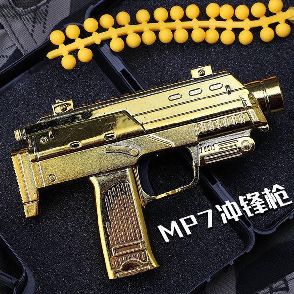 

Toys Gun MP7 M10 Mini Alloy Toy Gun Model Pistol Gold Soft Bullet Can Shoot Submachine Gun Toy For Kids 230712