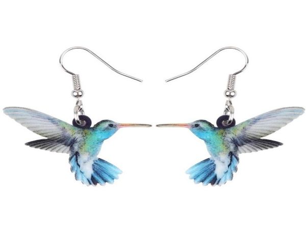 

acrylic flying voilet sabrewing hummingbird bird earrings dangle drop fashion animal jewelry for women girls kids8837185, Golden;silver